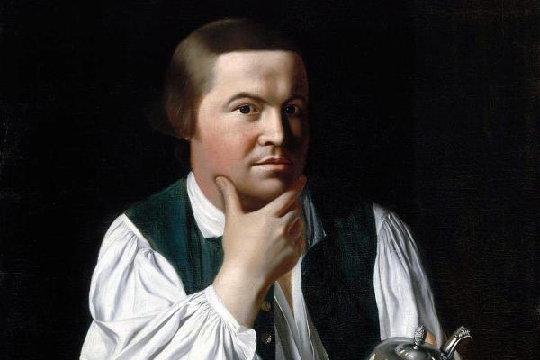 Painting of a man holding a metal teapot.